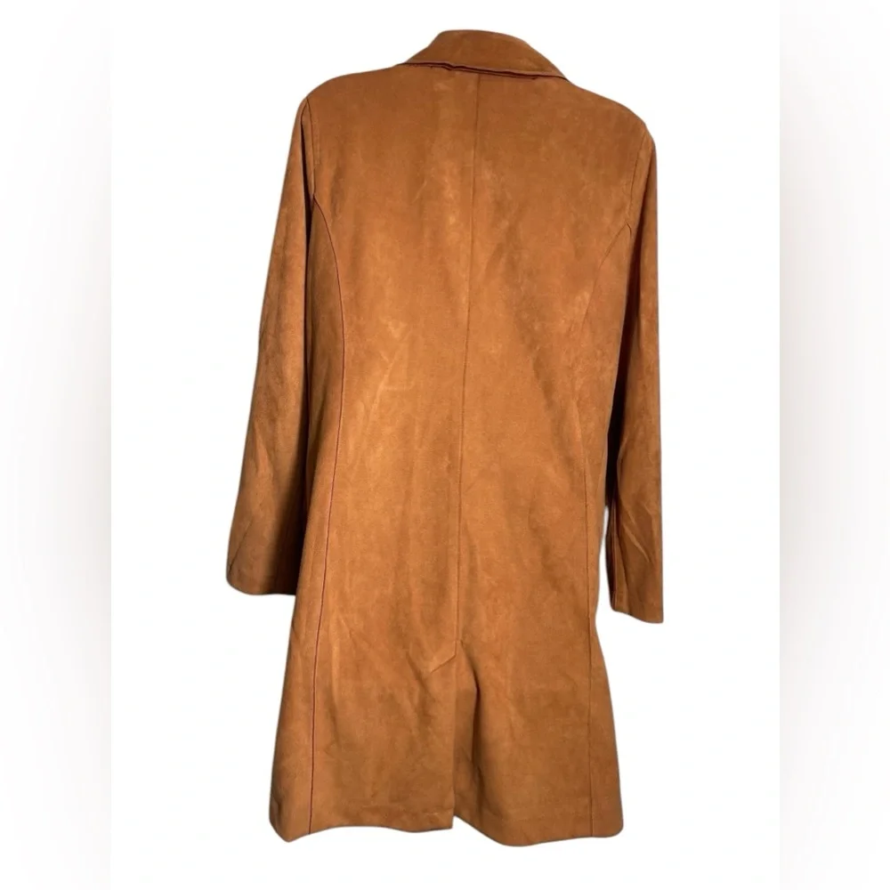Ookie & LaLa coat size medium burnt orange faux suede trench coat jacket‎ 🧡